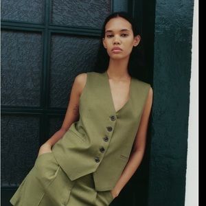 Zara Tailored Linen Blend Vest / Waistcoat